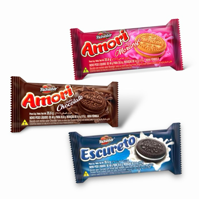 24 Unidades Biscoito Recheado Amori Sortidas 35,6g | Shopee Brasil