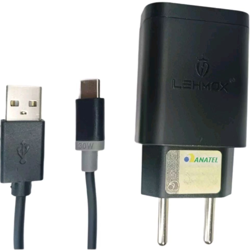 Fonte + Cabo Carregador Turbo TIPO C 30W Quick Charge 4.0 Anatel Compatível Xiaomi, Samsung, Motorola