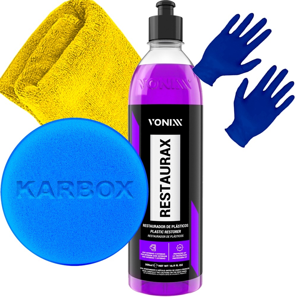 Restaurax Vonixx Restaurador De Plásticos + Aplicador Toalha Pano e Luva
