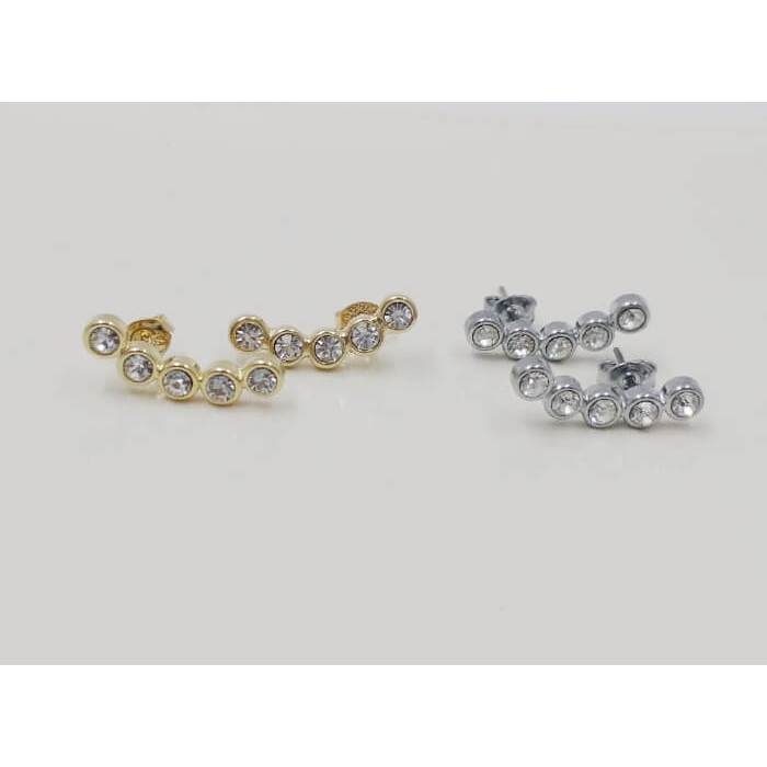 Brinco Estilo Ear Cuff Zircônias Banho Steel, Folheado a Ouro 18K e Folheado a Prata 300587