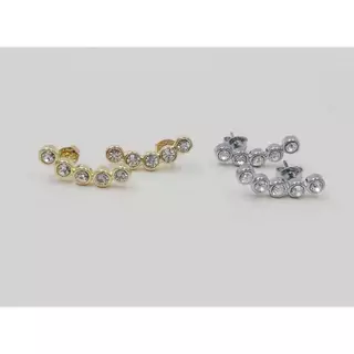 Brinco Estilo Ear Cuff Zircônias Banho Steel, Folheado a Ouro 18K e Folheado a Prata 300587