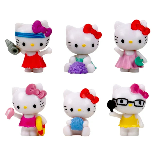 Kit 6 Miniaturas da Hello Kitty em PVC Figuras de Ação Bonecas ...