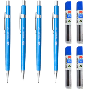 Kit 4 Lapiseiras tecno CIS 0.7 mm 4 Tubos Grafite 0.7 mm 12 Un. Reposição Material Escolar