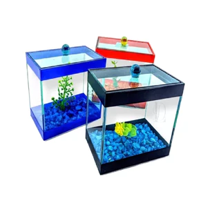 Aquário Beteira Tubular 15x9x13cm Retangular Decorada Aquário Peixe