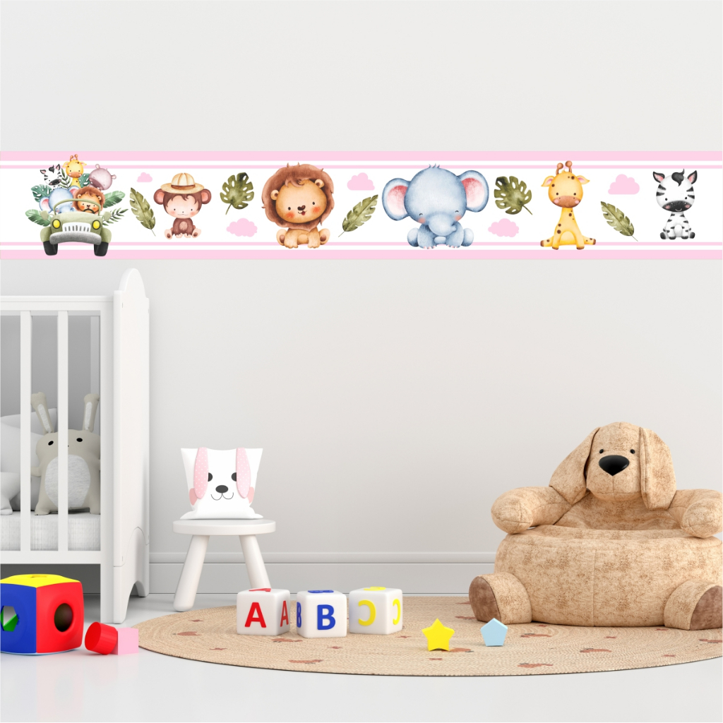 Papel de Parede Faixa Decorativa Quarto Infantil Safari Papel de Parede ...