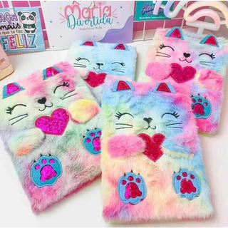 Caderno Gatinho Pelúcia Infantil Promoção