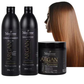 Kit de Tratamento Capilar Pós Progressiva Óleo de Argan Shampoo + Cond + Másc Maycrene Cronograma Capilar a Pronta Entrega