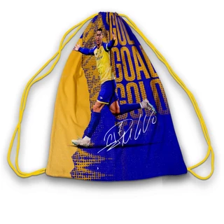 Kits 10, 20, 30 ou 40 mochilinhas sacolinha19x28cm Futebol CR7 Amarela e azul kit festa de aniversário (envio rápido)