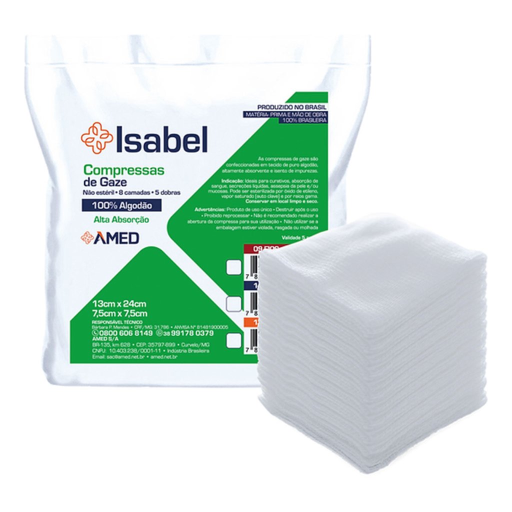 Gaze Hidrófila Isabel 13 Fios, Alta absorção, 100% algodão