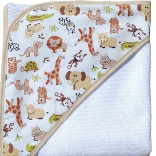 Toalha de Banho Bebe com Capuz Estampado Bebê - Lançamento bebê Novo Safari caqui