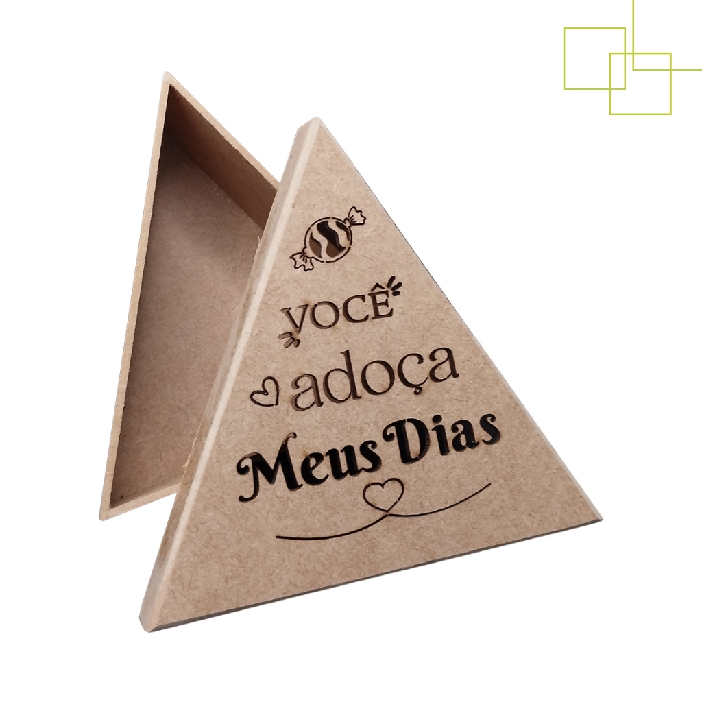 Caixa Decorada Formato Triangulo em MDF Cru com Tampa Triangular para ...