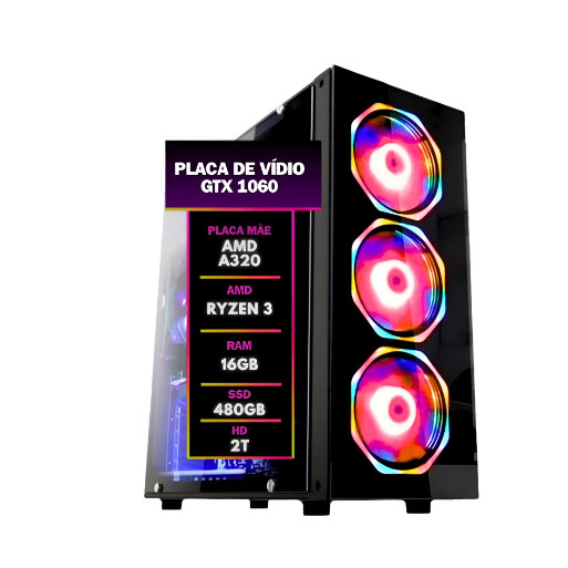 Computador Gamer Bestpc Ryzen 3 16gb Ram Ssd480 Gtx1060 Hd2t
