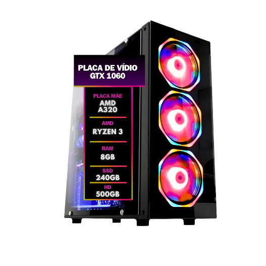 Computador Gamer Bestpc Ryzen 3 8gb Ram Ssd240 Gtx1060 Hd500gb