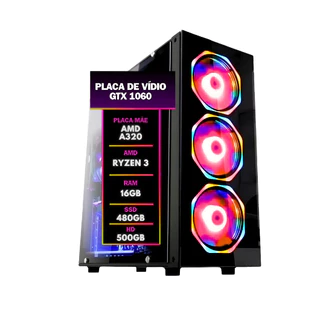 Computador Gamer Bestpc Ryzen 3 16gb Ram Ssd480 Gtx1060 Hd500gb