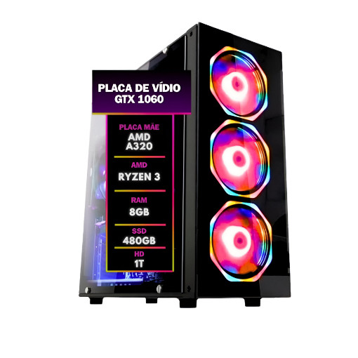 Computador Gamer Bestpc Ryzen 3 8gb Ram Ssd480 Gtx1060 Hd1t