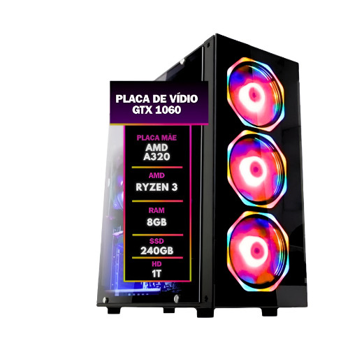 Computador Gamer Bestpc Ryzen 3 8gb Ram Ssd240 Gtx1060 Hd1t