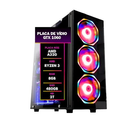 Computador Gamer Bestpc Ryzen 3 8gb Ram Ssd480 Gtx1060 Hd2t