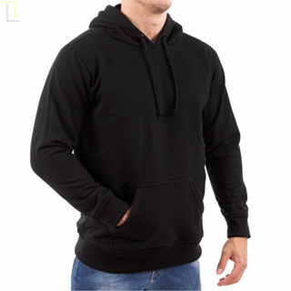 Moletom Masculino Liso Sem Estampa Malha Grossa Canguru Inverno Blusa de Frio Com Forro No Capuz