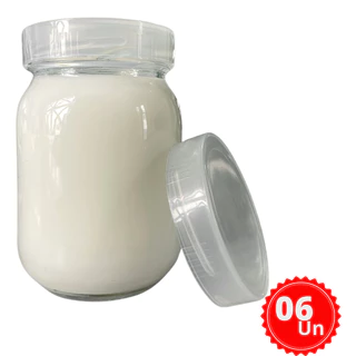 KIT 6 Frascos Potes de Vidros Armazenar Leite Materno 267ml Tampas Plasticas Livre BPA incolor
