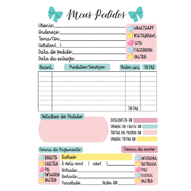 bloquinho 100 folha de pedido a5 ENVIO IMEDIATO | Shopee Brasil
