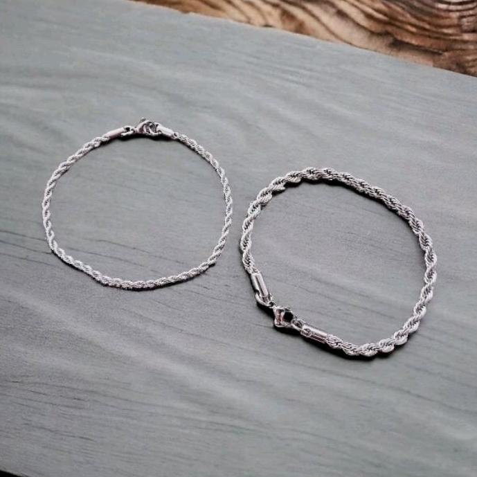 Pulseira Trançada em AÇO INOX cordão baiano Antialérgico PRATA