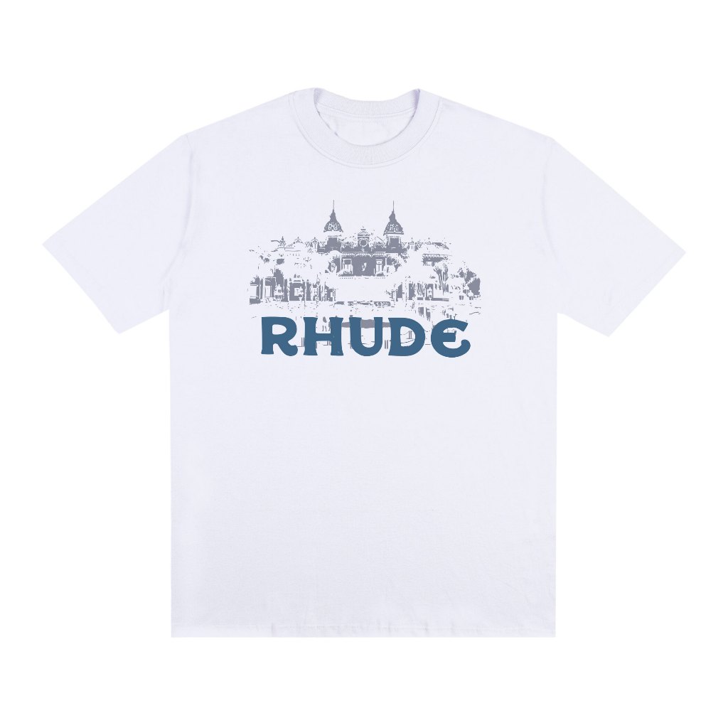 Camiseta Rhude Castle Manga Curta Camisa Oversized Basic Streetwear 100% Algodão