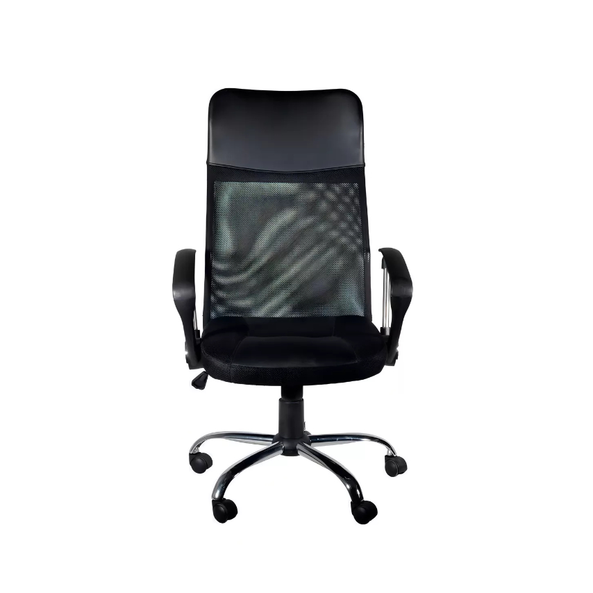 Cadeira de Escritório Diretor Secretária Executiva Office Giratória com Base Cromada Tela Mesh Preta Ergonomica