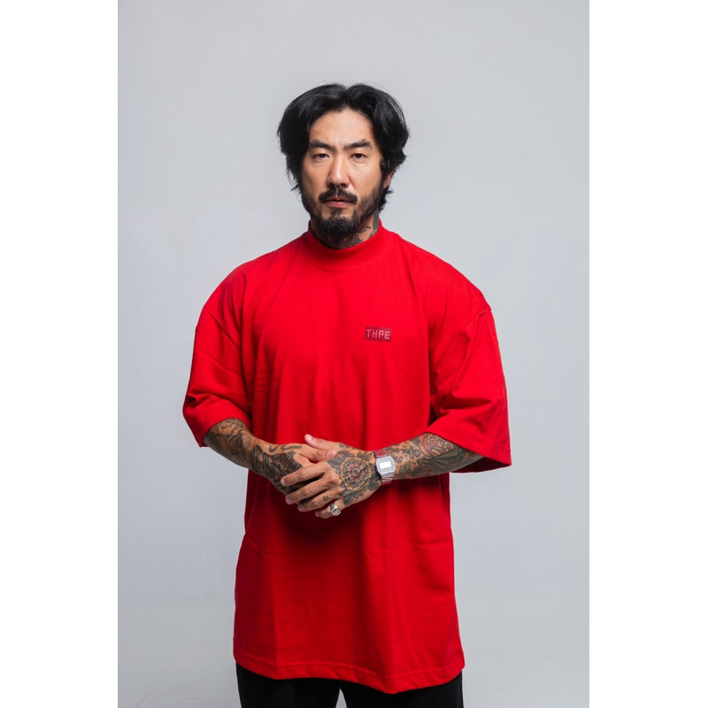 Camiseta Oversized Gola Alta Vermelho Thpe