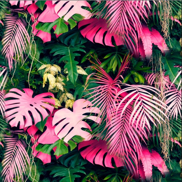 Papel de Parede Autocolante Jardim Vertical Rosé Folhagem Adesivo 1,00m