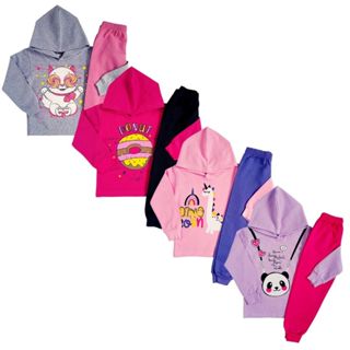Kit 4 Peças Moletom Com Capuz Conjunto Infantil Juvenil Menina 10 ao 14 Inverno Feminino