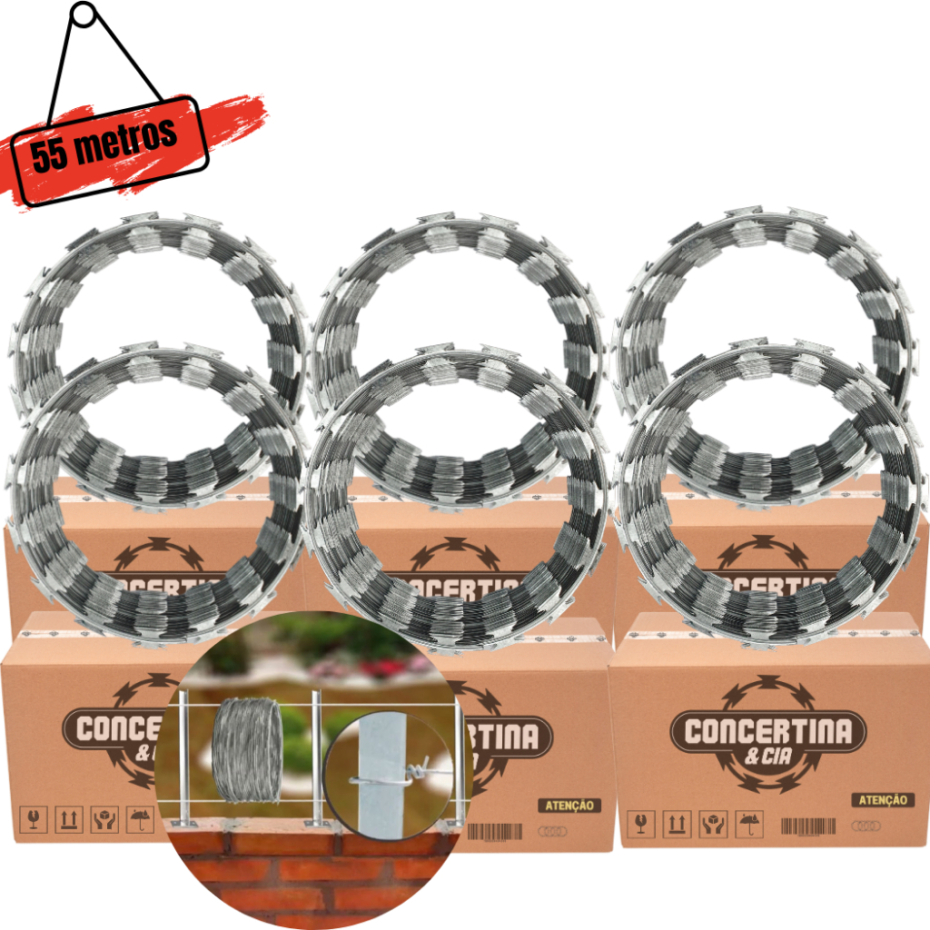 Cerca Concertina Simples Para Muro Com 55 Metros 30cm | Shopee Brasil