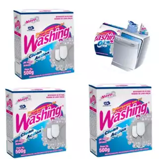Kit 3 Lava louças detergente em pó para máquina de lavar louça Washing 500gr - Clean Action