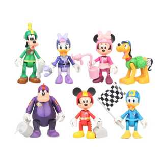 Boneco Mickey Aventura Sobre Rodas 7 Bonecos Pato Donald Minnei Pluto Pateta Margarida Bafo de Onça Corrida Super Pilotos