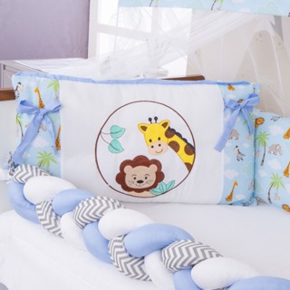 KIT DE BERÇO SAFARI AZUL BB BARATO 3 PEÇAS