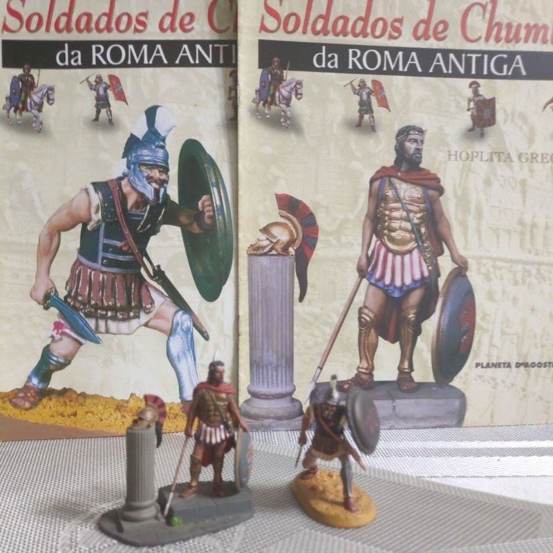 KIT MINIATURAS GUERREIROS DA GRÉCIA ANTIGA SOLDADOS DE CHUMBO DA ROMA ANTIGA 1:32 2007 Editora Planeta De Agostini