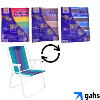 Refil Tecido Nylon Para Troca Cadeira de Praia Alta Capa Estampada Cores Sortidas