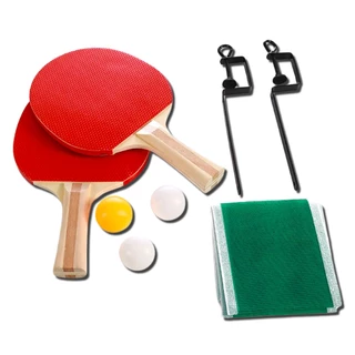 KIT Ping Pong Tênis de Mesa C/ 2 Raquetes Anatômicas, 3 Bolas, 1 Rede e 2 Suportes