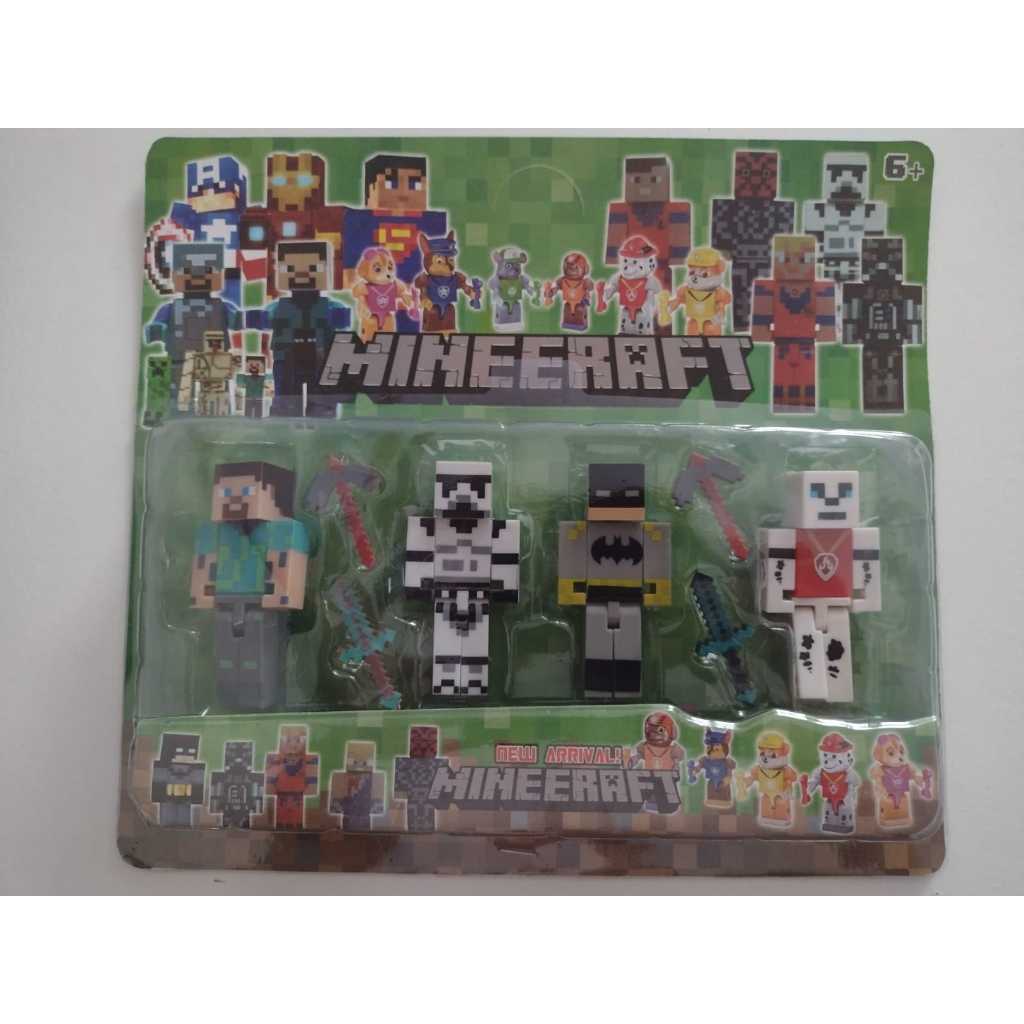 KIT MINECRAFT COM 4 PERSONAGENS | Shopee Brasil