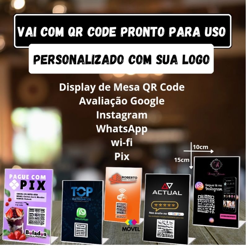 Placa QR CODE ( Pix, Instagram, Whatsapp e Wifi )