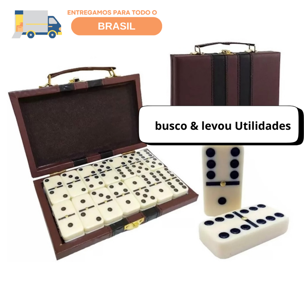 Jogo de Dominó com Maleta para sua Casa para Viagem Família e Amigos de 28 Peças
