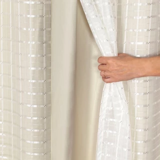 Cortina Blackout Blecaute Pvc Com Tecido Voil Xadrez 2,80 X 1,60