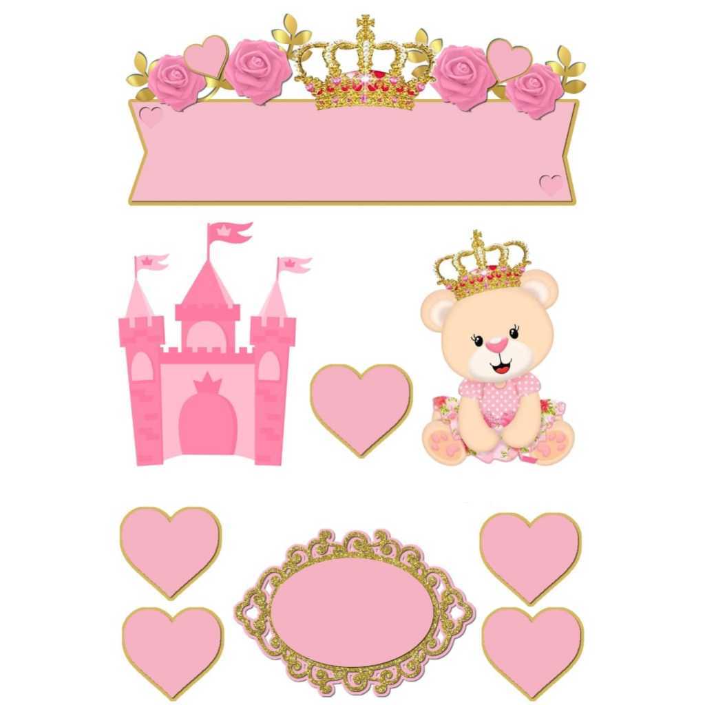 Topo De Bolo Ursinha Princesa Personalizado Shopee Brasil