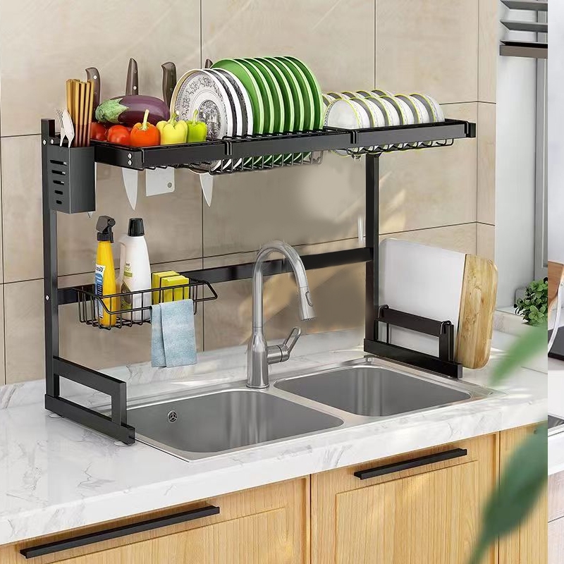 Escorredor Kitchen Rack Aço Inoxidável Organizador Louça Preto