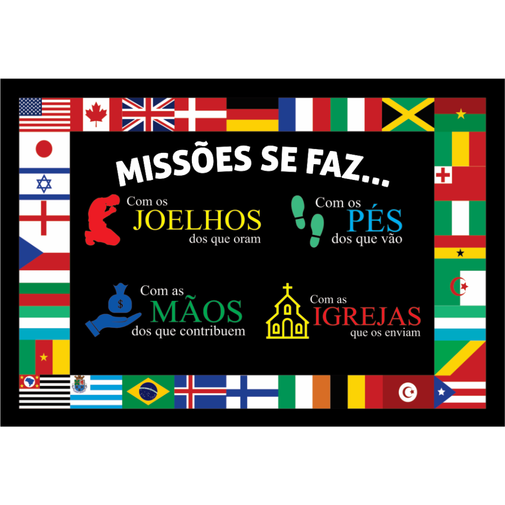 Bandeira Missões se Faz 1,50m X 1m em tecido Oxford