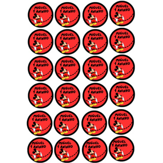 24 Adesivos redondo personalizado Mickey Mouse para festas/eventos