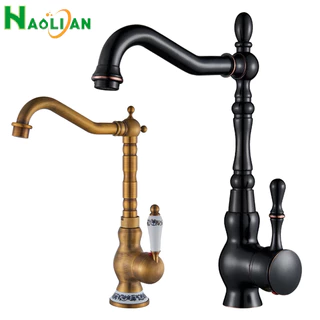 Torneira De Cozinha De Latão Antigo Torneira Misturadora Quente E Fria Único Furo Para Banheiro Alça De Porcelana em Oferta na Shopee