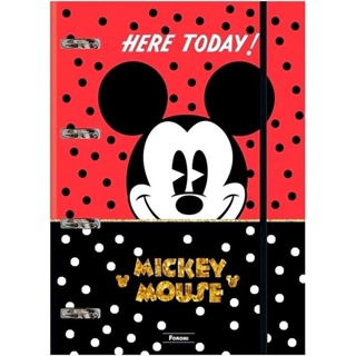 Caderno Fichário Argolado com elástico Mickey Vintage.