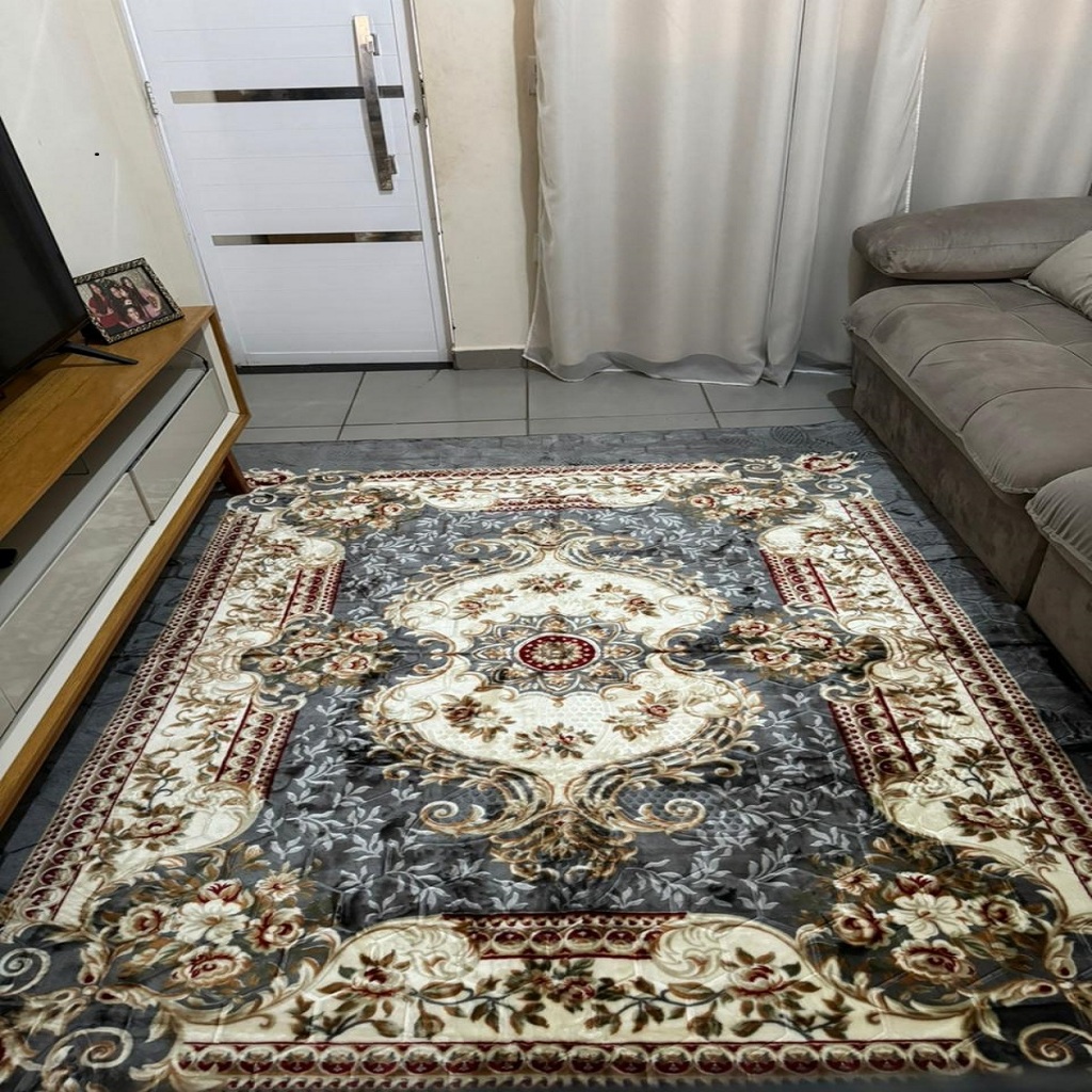 Tapete Sala Indiano Estampado Veludo Macio 2,00x2,40 Luxuoso Aveludado