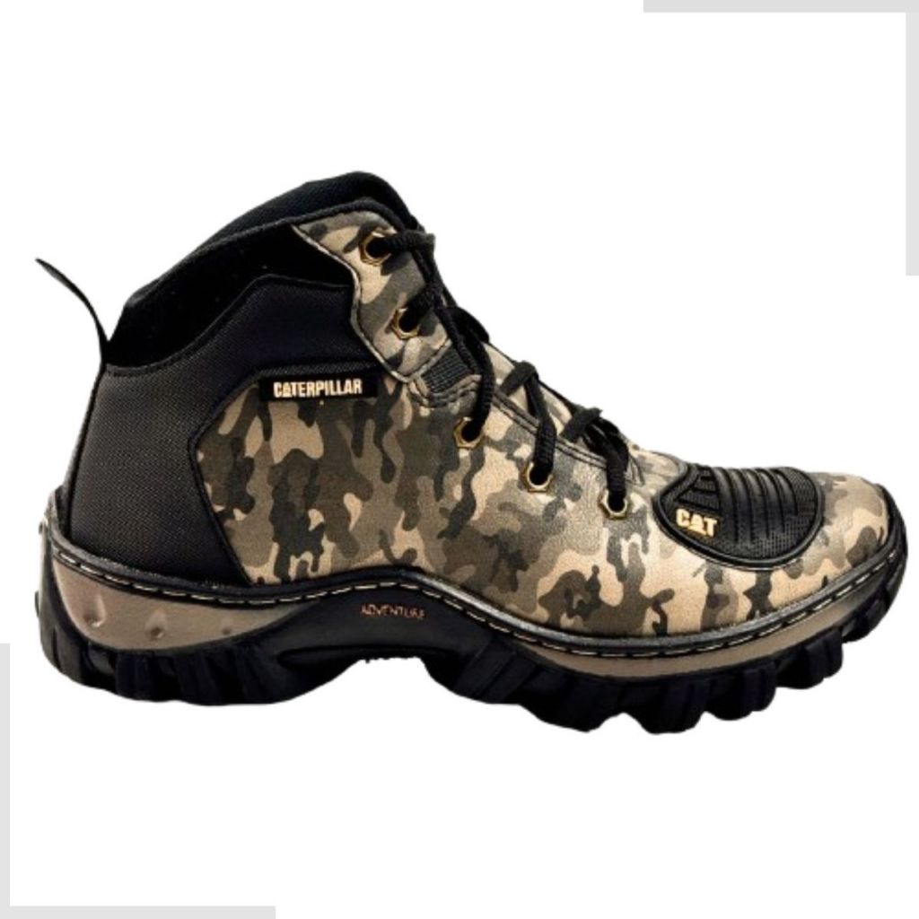 Bota De Segurança Masculina Caterpillar Adventure Sola De Borracha Acabamento em Couro