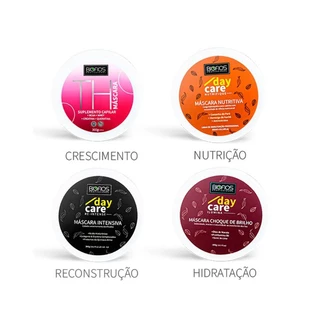 4 Máscara Cronograma Capilar Completo Kit Nutrição + Reconstrução + Hidratação + Suplemento Capilar Biofios Profissional